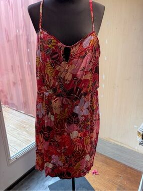 a new day Red & Pink Floral Spaghetti-Strap Mini Dress